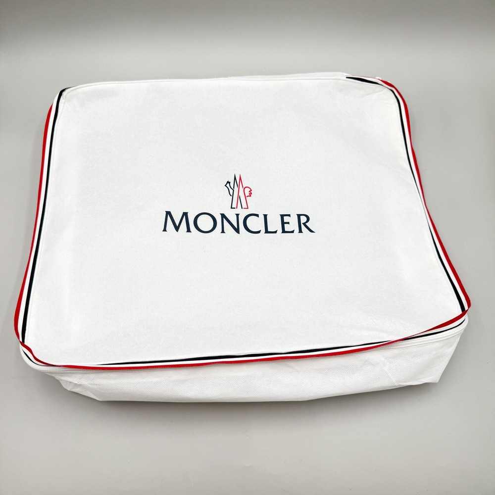 Moncler White Zippered Garment Storage Dust Bag Tricolor Trim Large Square 18x18